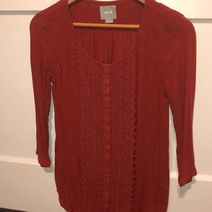 Burnt Orange Embroidered Blouse